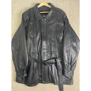 VTG Max America 4X  Genuine Leather Jacket Botón Zip Forro Removible Italy Lamb